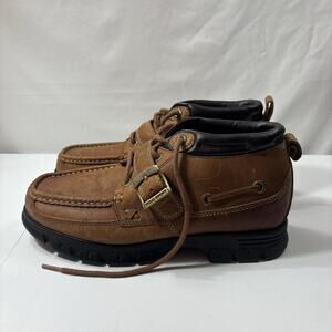 Polo Sport Ralph Lauren Vintage Brown Leather Moc Toe Buckle Chukka Boots Size 8